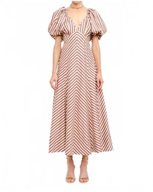 SOFIA The Label Misha Poplin Puff Sleeve Maxi Dress - Pink