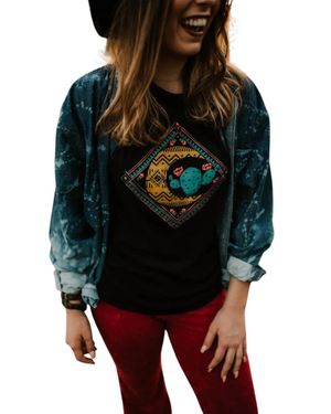 Southern Bliss Distressed Denim Bleached Button Down Top - Red