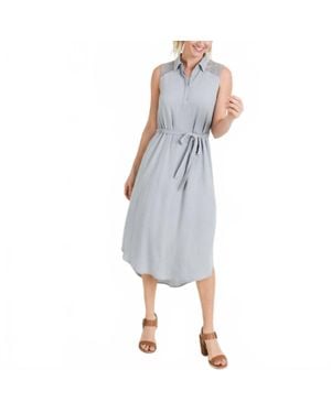 Doe And Rae Hailey Collared Belted Midi Dress - Gray