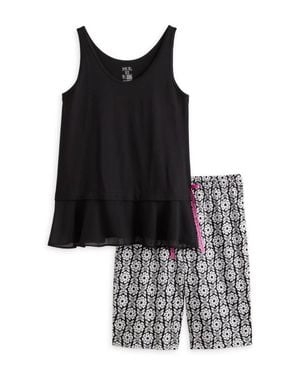 Hue Fashion Cotton Bermuda Pajama Set - Black