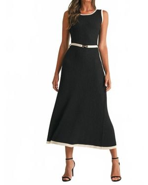 Endless Blu. Sleeveless Midi Sweater Dress - Black