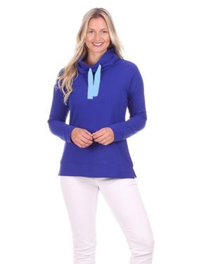 Duffield Lane Drawstring Modal Funnel Neck Top - Blue
