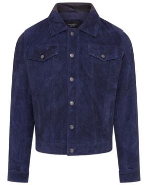 Infinity Leather Goat Suede Leather Jeans Jacket- Nurmes - Blue