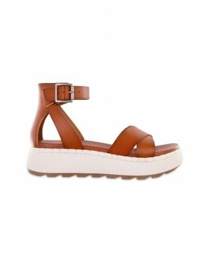 MIA Cross Stride Vegan Platform Sandals - Brown