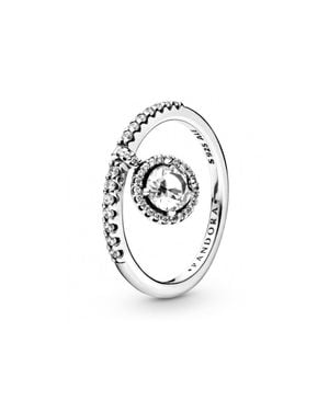 PANDORA Timeless Clear Dangling Round Sparkle Ring - Metallic