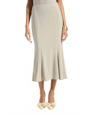 Joseph Ribkoff Sparkly Midi Trumpet Skirt - Natural