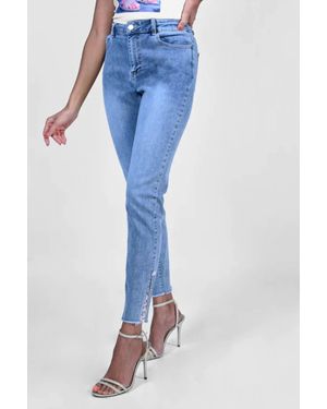 FRANK LYMAN Lacey Lace Rhinestone And Pearl Jean - Blue
