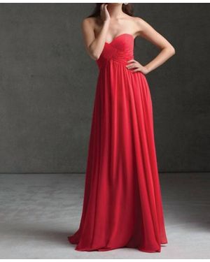 Mori Lee Strapless Chiffon Maxi Dress - Red