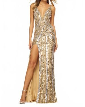 Sherri Hill Side Cutout Backless Dress - Natural