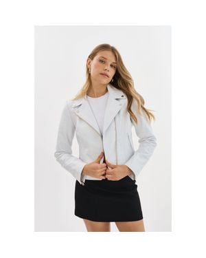Lamarque Kelsey Leather Biker Jacket Champagne Hardware - Red