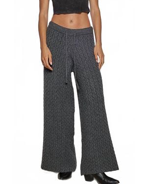 Pol Cable Knit Detail Adjustable Drawstring Sweater Pants - Black