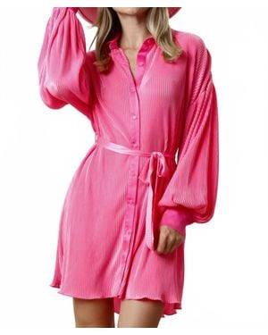 Fantastic Fawn Pleated Mini Dress With Belt - Pink