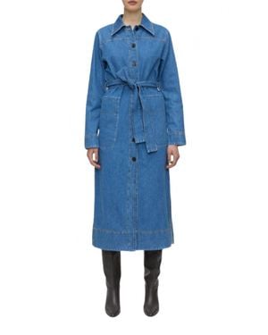 Closed Long Belted Dress - Blue