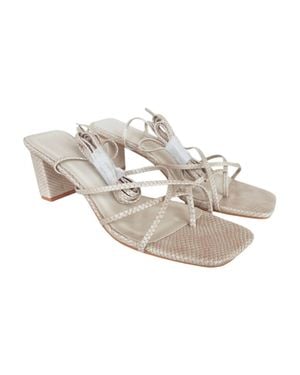 Billini Strappy Python Heel Sandal - White