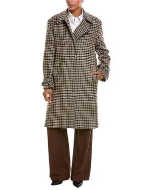 Vince Plaid Wool-Blend Car Coat - Natural