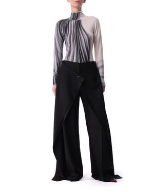 Jason Wu Wool Suiting Wide Leg Pant With Side Extensions - Blue