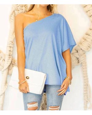 Ninexis One Shoulder Draped Top - Blue
