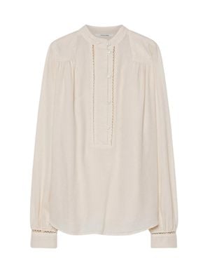 Pomandère Calce Lace Trimmed Cotton-Wool Polo Shirt - White
