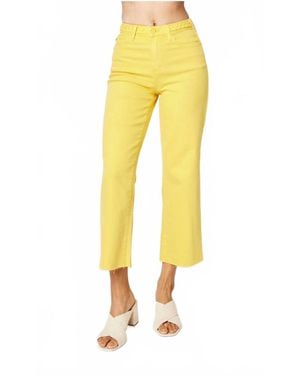 Judy Blue High Waist Braided Capri Crop Pant - Yellow