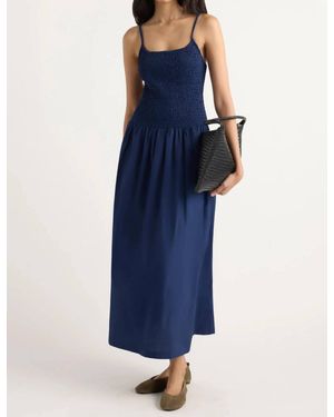 MODERN CITIZEN Venus Smocked Organic Cotton Midi Dress - Blue