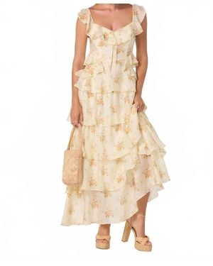 Astr Adessa Floral Ruffle Tiered Maxi Dress - Natural