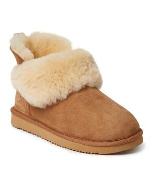 Dearfoams Fireside By Perth Genuine Shearling Foldover Boot - Brown