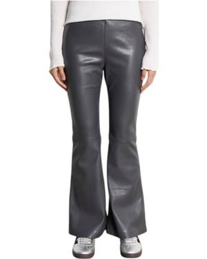 Berenice Faux Leather Flare Pants - Gray