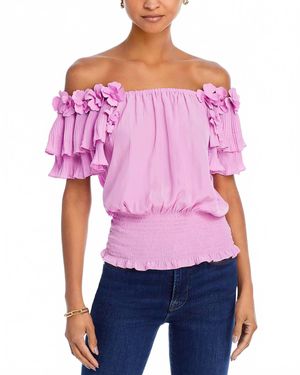 Ramy Brook Braelynn Ruffle Top - Red