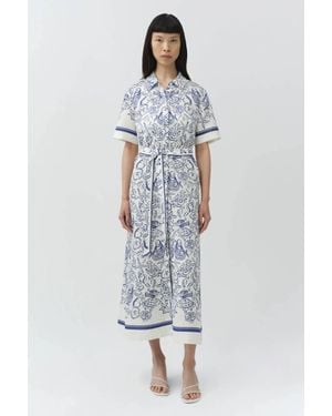 Jonathan Simkhai Audria Belted Linen Dress - Blue