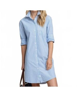 Southern Tide Cam Stripe Poplin Dress - Blue