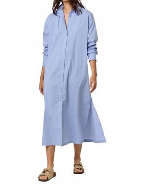 Lalavon Nautical Charm Button Up Dress - Blue