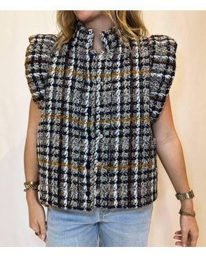 Thml Plaid Tweed Top - Black