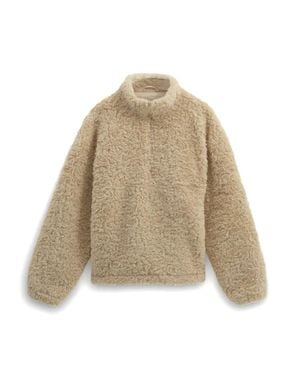 Wax London Recycled Sherpa Fabric Boxy-Fit Funnel Neck Jacket - Natural