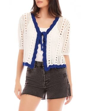 Fifteen Twenty Betsy Open Stitch Tie Front Cardigan - Blue