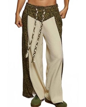 Pol Animal Print Contrast Thermal Straight Fit Knit Pants - Multicolor