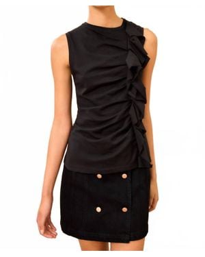Ulla Johnson Clio Ruched Ruffle Top - Black