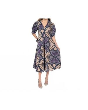 Elior Amber Pointed Collar Short Sleeve Dress - Black