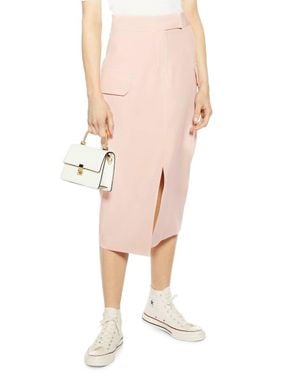 TOPSHOP Utility Midi Skirt - Pink