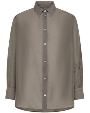 Cruna Loose-Fitting Three-Quarter Sleeve Cuffed Shirt - Brown