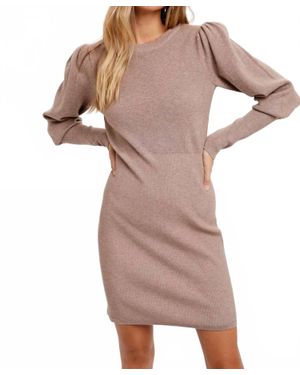 Bluivy Puff Sleeve Sweater Mini Dress - Multicolor