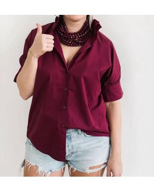 Heidi Houston Short Sleeve Ruffle Shirt - Red