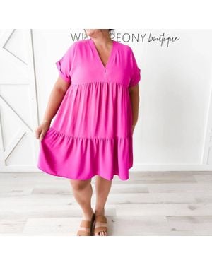 She + Sky Caroline V-Neck Tiered Dress - Pink