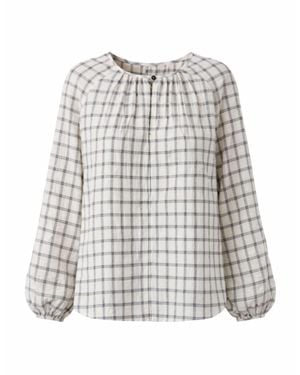 Pomandère Checked Cotton Blouse - Gray