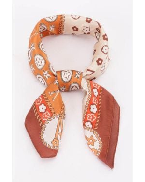 TRUEDAMES Eclectic Print Bandana For A Vibrant Fashion Statement - Brown