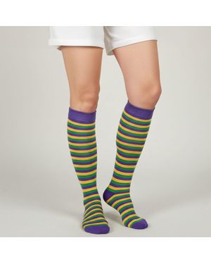 TRUEDAMES Mardi Gras Striped Knee-High Socks - Green