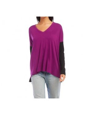 Karen Kane Maggie Colorblock V-Neck Top - Purple