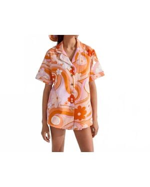 Cin Cin Troppo Bowling Shirt - Orange