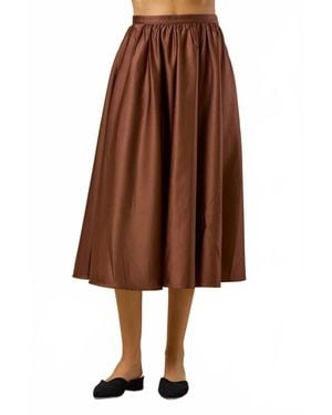 Lalavon Flare Midi Skirt - Brown