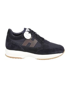 Hogan Interactive Suede-Trim Low-Top Sneakers - Blue