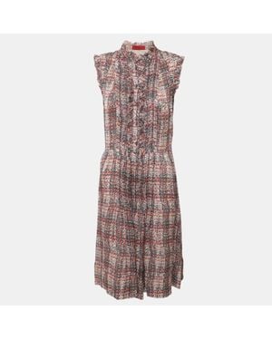 Carolina Herrera Printed Silk Pleated Midi Dress - Brown